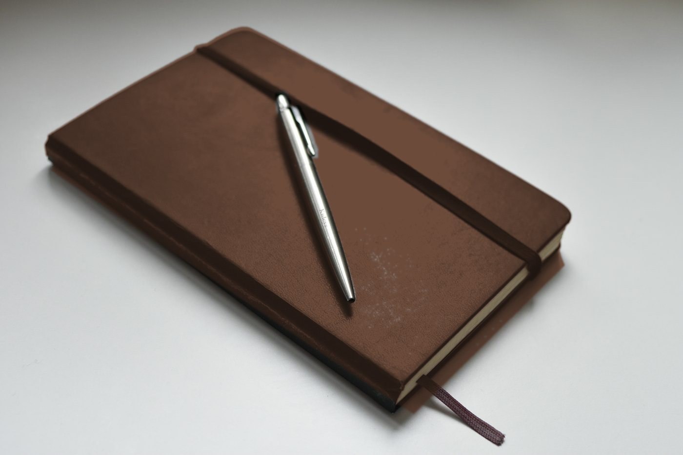 Notitieboek met zilveren balpen